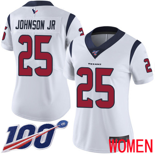 Houston Texans Limited White Women Duke Johnson Jr Road Jersey NFL Football #25 100th Season Vapor Untouchable->houston texans->NFL Jersey